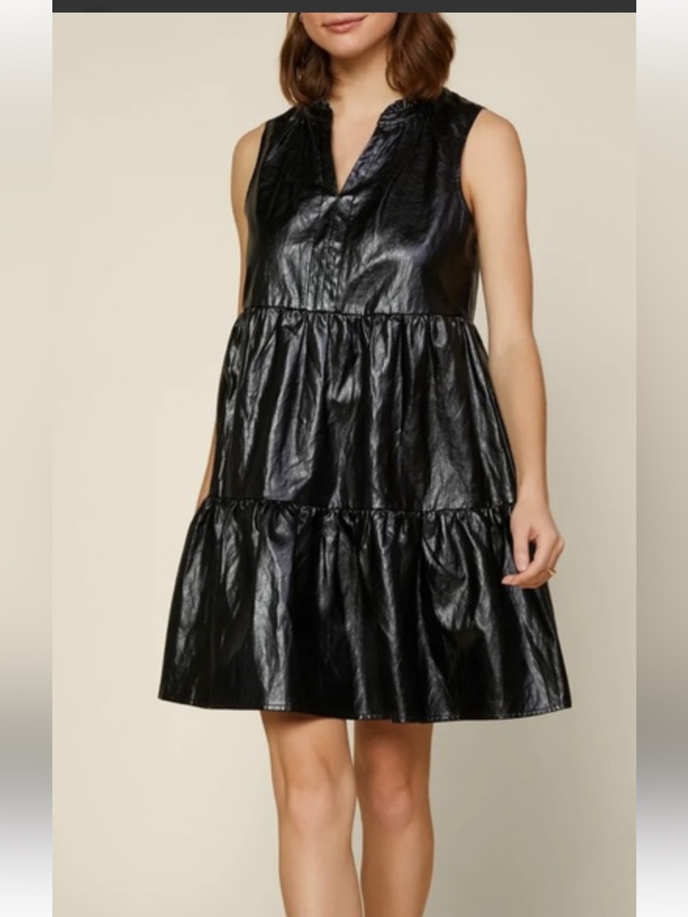 Skies Are Blue vegan leather babydoll dress medium